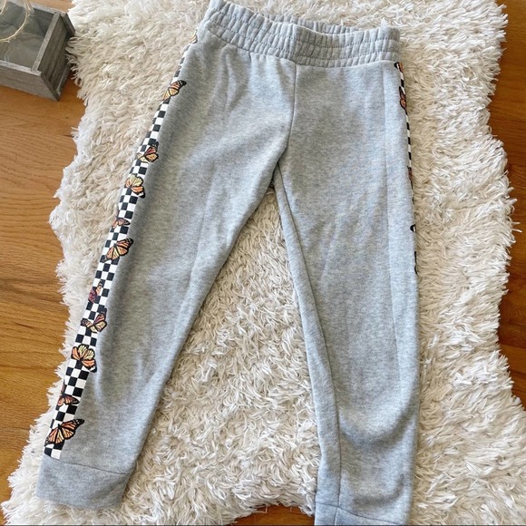 cult Favorite Other - Cult Favorite sweatpants butterfly checkered pant leg details kids size small S